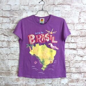 Farm Rio “Come to Brasil” Graphic T-Shirt in Purple Size  XS